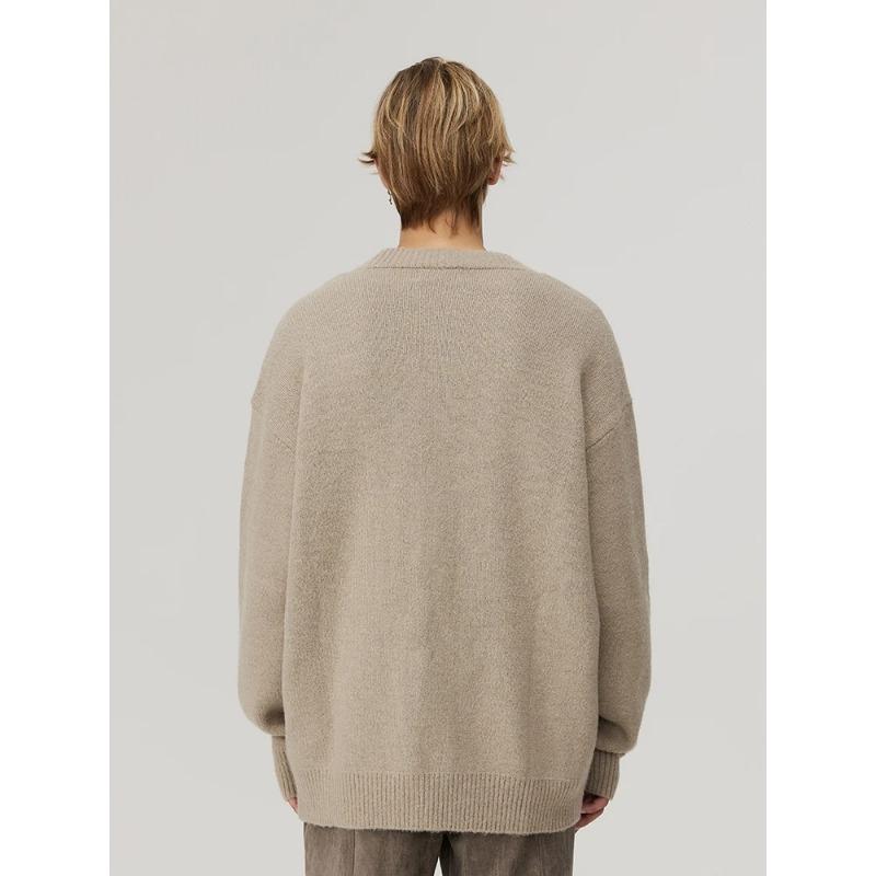 Autumn Men's V-neck Knitted Cardigan Jacket Korean Style Trendy Solid Loose Casual Lazy Style Sweater