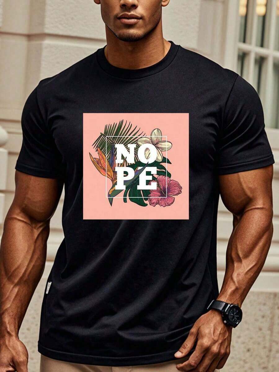 

Unisex s Heavy Cotton Short-Sleeved Casual T-Shirt With A Fresh Summery Floral Print L