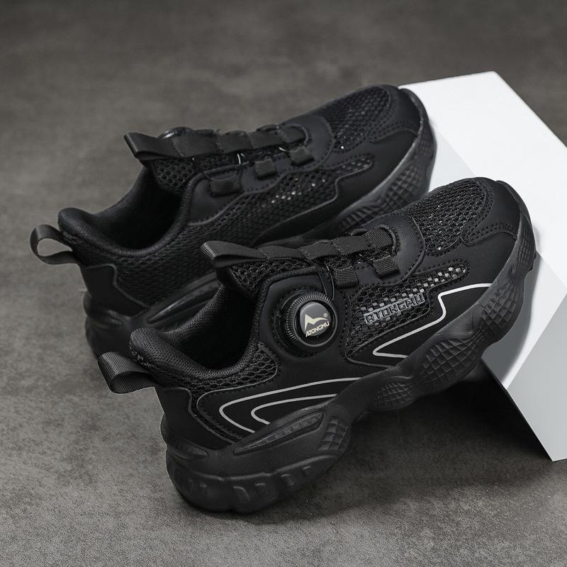Kids' Breathable Mesh Rotating Buckle Sneakers Non-slip Chunky Casual Sports Shoes