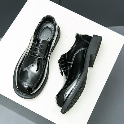 Mens Casual Leather Shoes Fashion British Trend Designer Derby Shoes Business Dress Shoes for Male Patent Leather Wedding Shoes