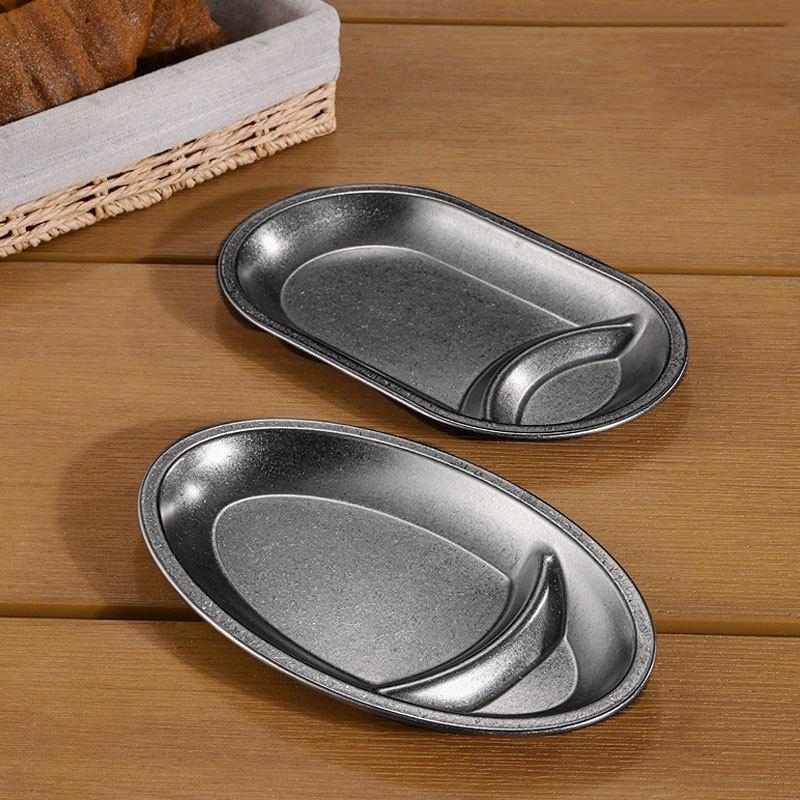 Stainless Steel Snack Plates,Oval Shaped French Fry Dish Tableware,Vintage Tea Snacks,Bars,KTV,Fried,French Fries,Snack Plates