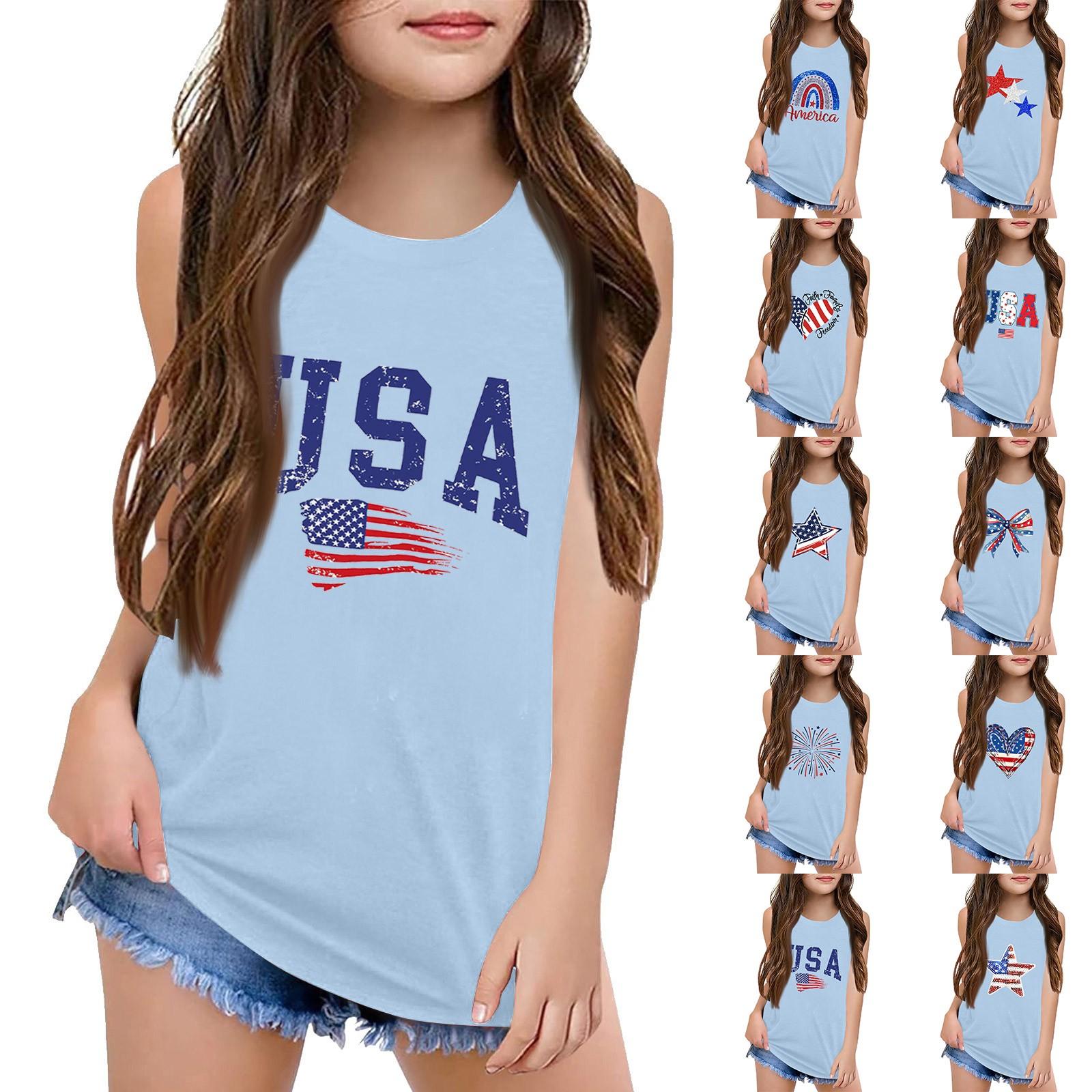 

Girls Kids Summer Crewneck Sleeveless Shirts Tank Tops 150 червоний