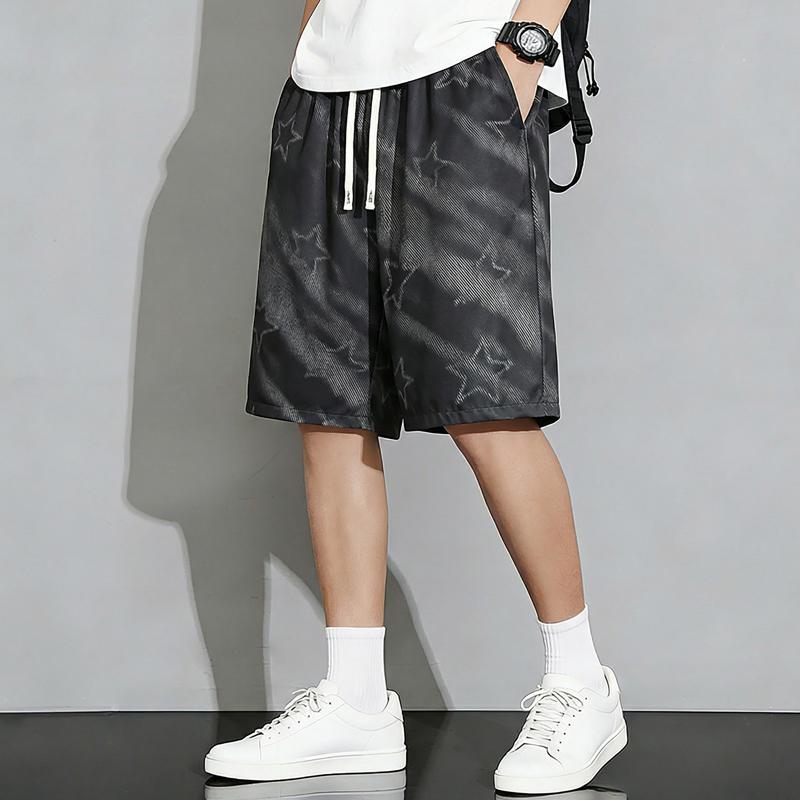 Men's Plus Size Star Print Tie Dye Casual Shorts – Elastic Waist Drawstring Loose Fit Summer Shorts (5XL-11XL)
