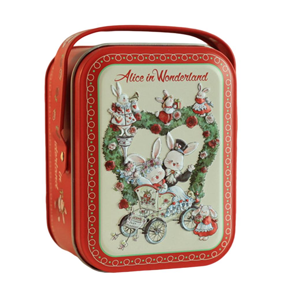 Metal Rabbits Candies Tin Box With Handle Portable Biscuits Storage Case Cartoon Pattern Candy Box For Present Wrapping Supplies