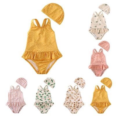 Children Cute Baby Backless Fashion One-piece Swimsuit Swimsuit Cap Two-piece Set