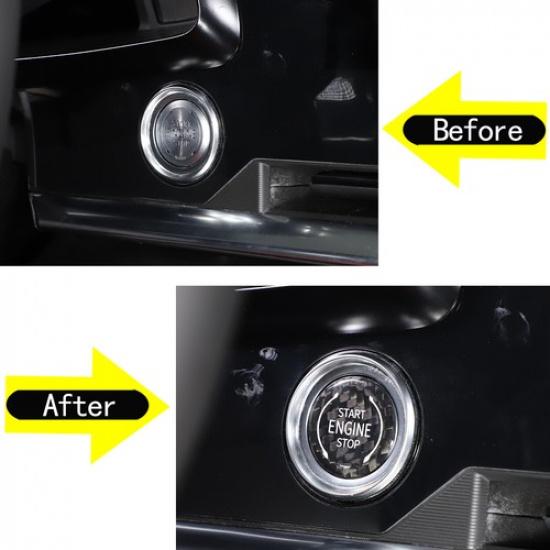 Black Carbon Fiber Start Stop Engine Switch Button Sticker For Corvette C8 20-21