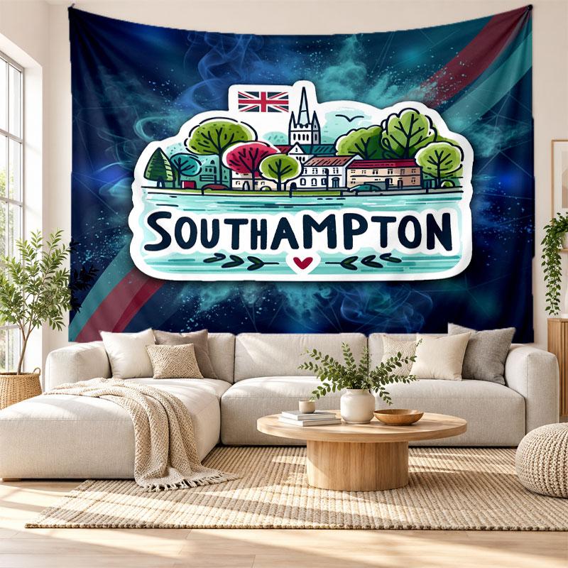 Arazzo da Parete Southampton, Appeso da Parete in Tessuto Morbido, Sfondo Decorativo per Camera da Letto Arte da Parete per la Casa