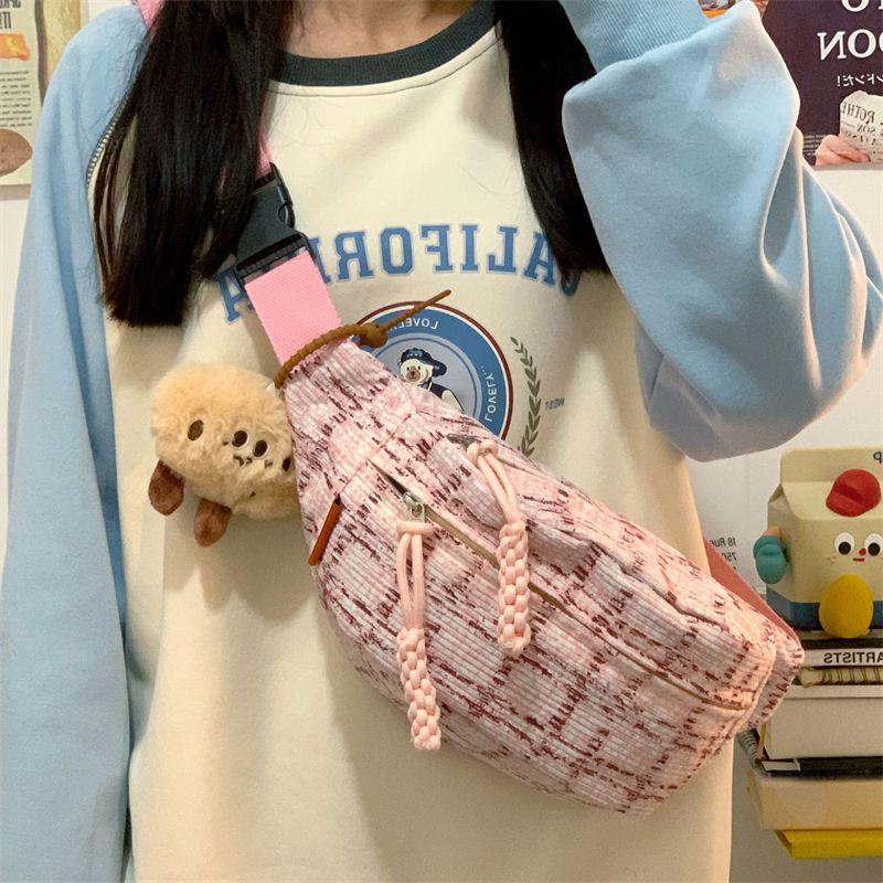 Japanese Cute Plaid Crossbody & Waist Bag – Korean College Style