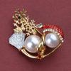 Elegant Christmas Snowman Brooch Stylish Pearls Breastpin Enamel Metal Lapel Pins for Women Festive Holiday Gift for Her