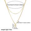 White Shell Inlay Rectangular Pendant Double-Layer Necklace Lady 316L Stainless Steel Simple Temperament Neck Chain
