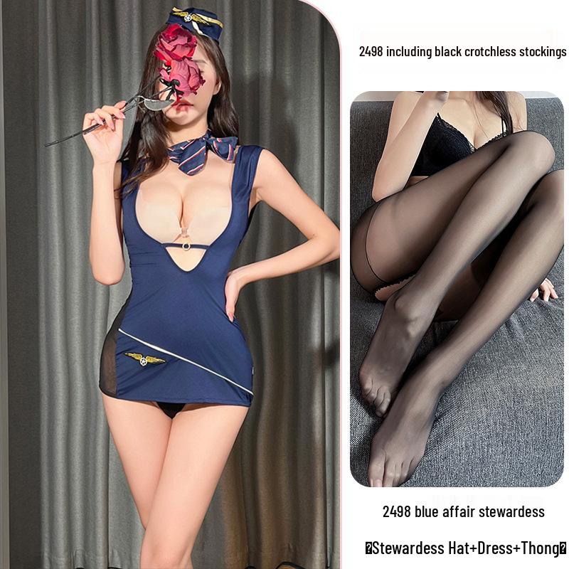 Passionate Flight Attendant Style Lingerie: Sexy Revealing Sleepwear