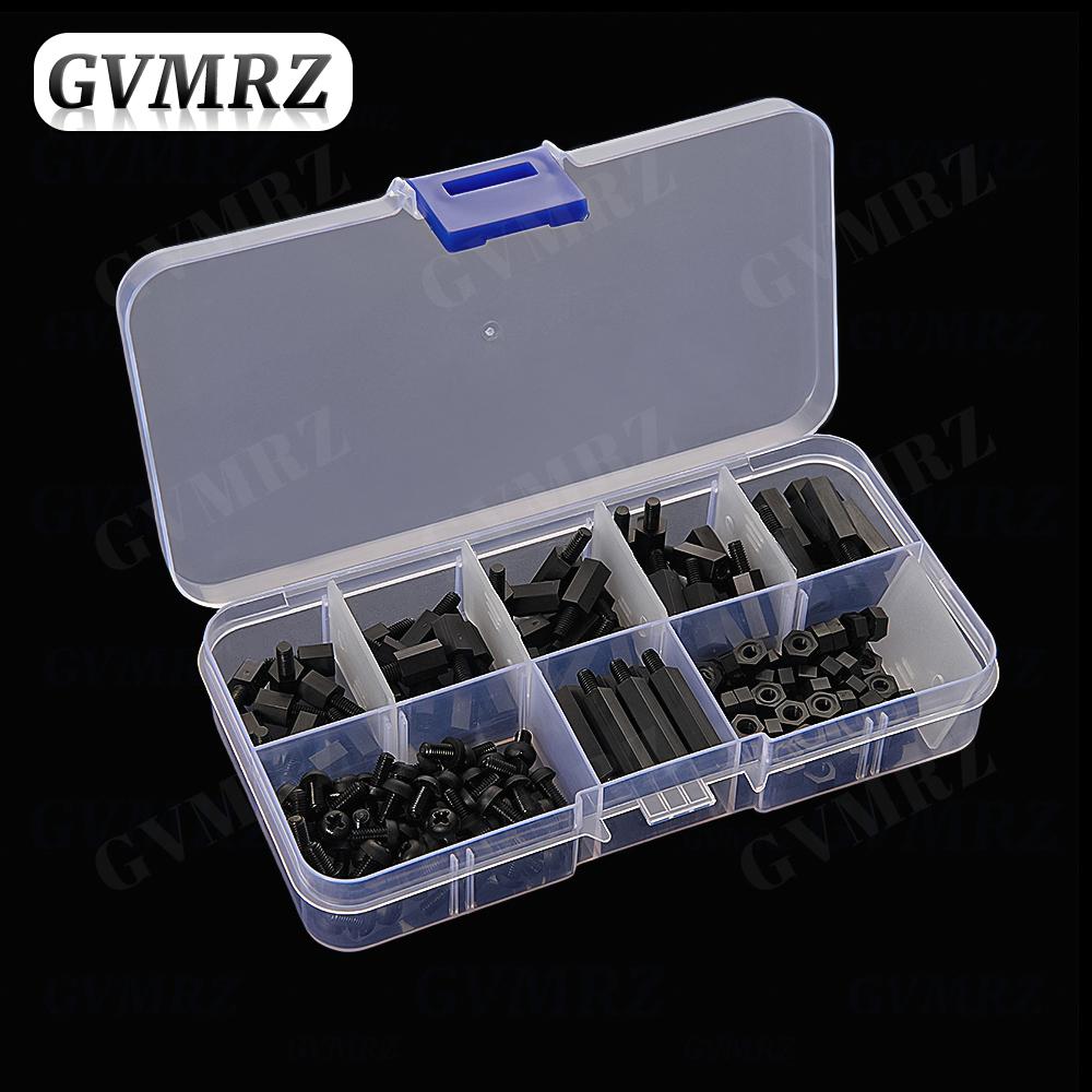 180PCS M3 Nylon Screws & Nuts Boxed Plastic Screws & Nuts Isolating Post Combination Set White / Black