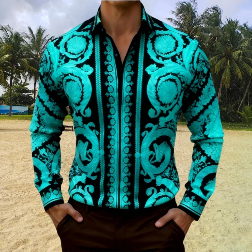 Luxury essential! Baroque Long Sleeve Shirt, Stylish.