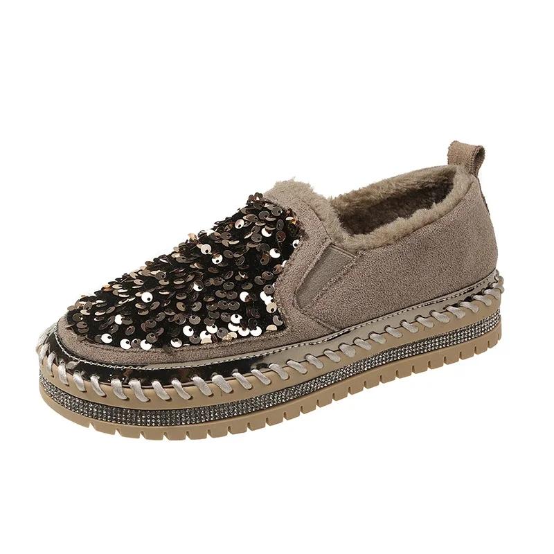 

Жіночі однотонні кросівки без сліпів, розпродаж жіночого взуття, нові короткі плюшеві чоботи з круглим носком, 2024 р., високоякісні Zapatillas 43 коричневий