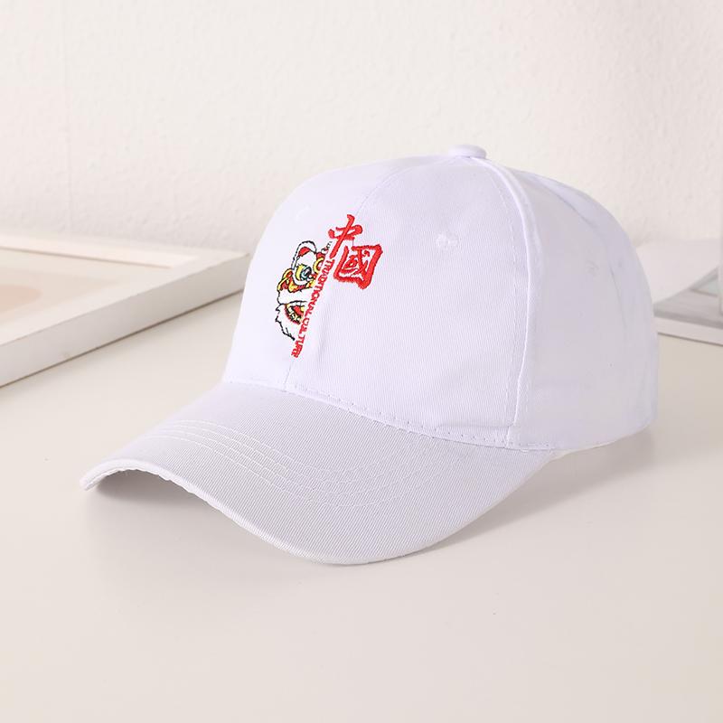 Simple Chinese Style Embroidered Printed Baseball Cap National Tide Lion All-match Hip Hop Cap Adjustable Velcro with Top Tide C