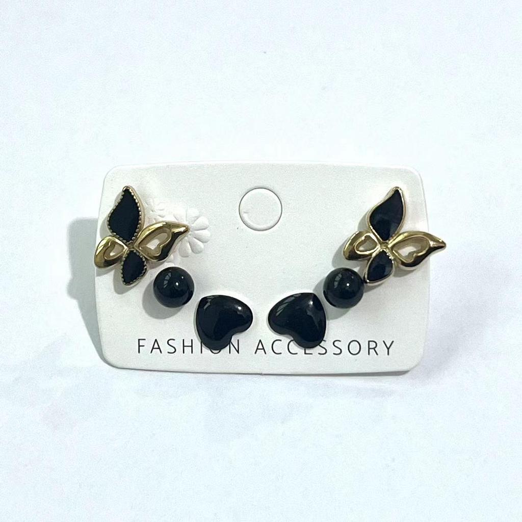 Gold-Pearl Punk Hoop Earrings Set for Women
