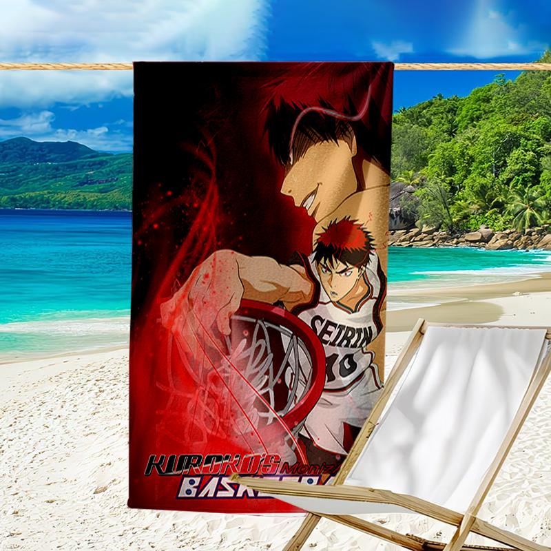 proof beach towel with a Kuroko's Basketball2 pattern - soft,absorbent,quick-drying,machine washable - perfect for swimming,camping,bathing