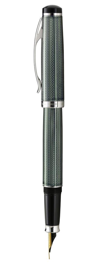 Xezo Incognito fountain fine Zinc green Pure platinum limited edition of 500 pen, nib. lacquer. plated. Handcrafted, pieces.