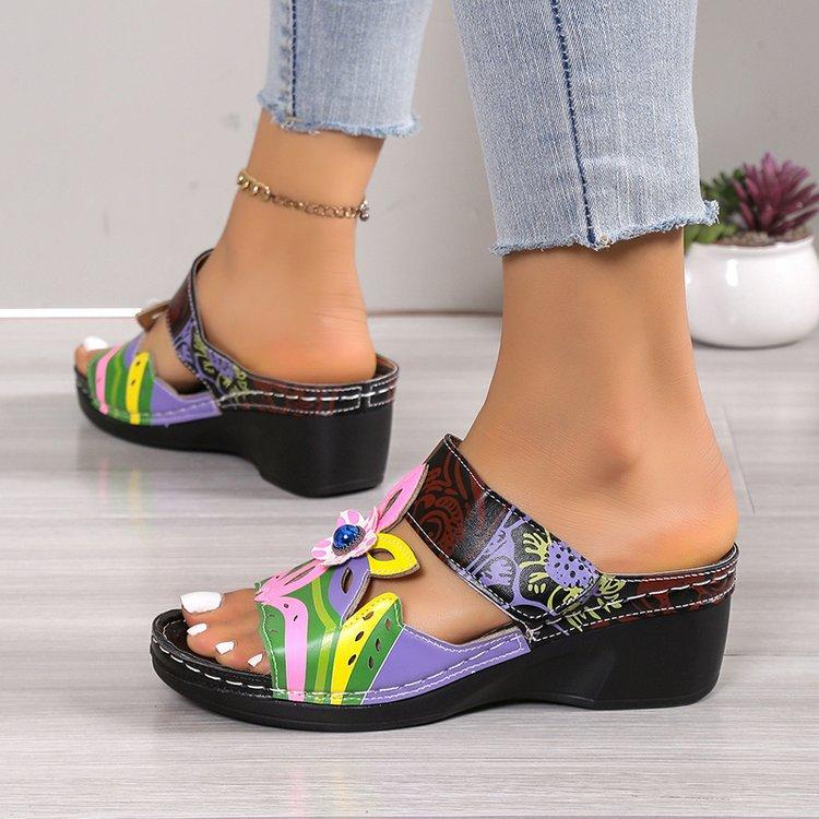 New Women's Cool Slippers, Summer Color Blocked Cand Large Size Cool Slippers