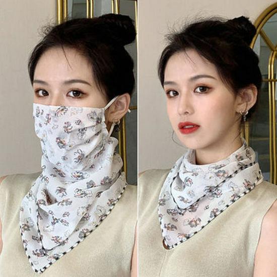 Women's Chiffon Sunscreen Mask: Thin, Breathable, Anti-UV Neck & Face Protection Scarf for Summer Cycling