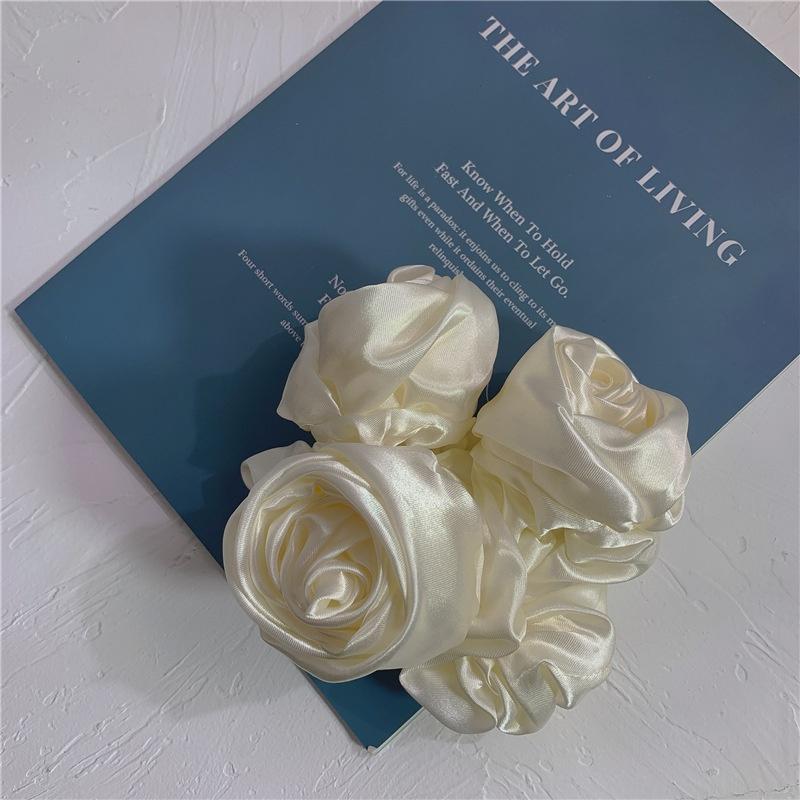 French Silk Headband, Retro Rose, Three-dimensional Flower, Large Intestine Hair Tie, Female Korean Version