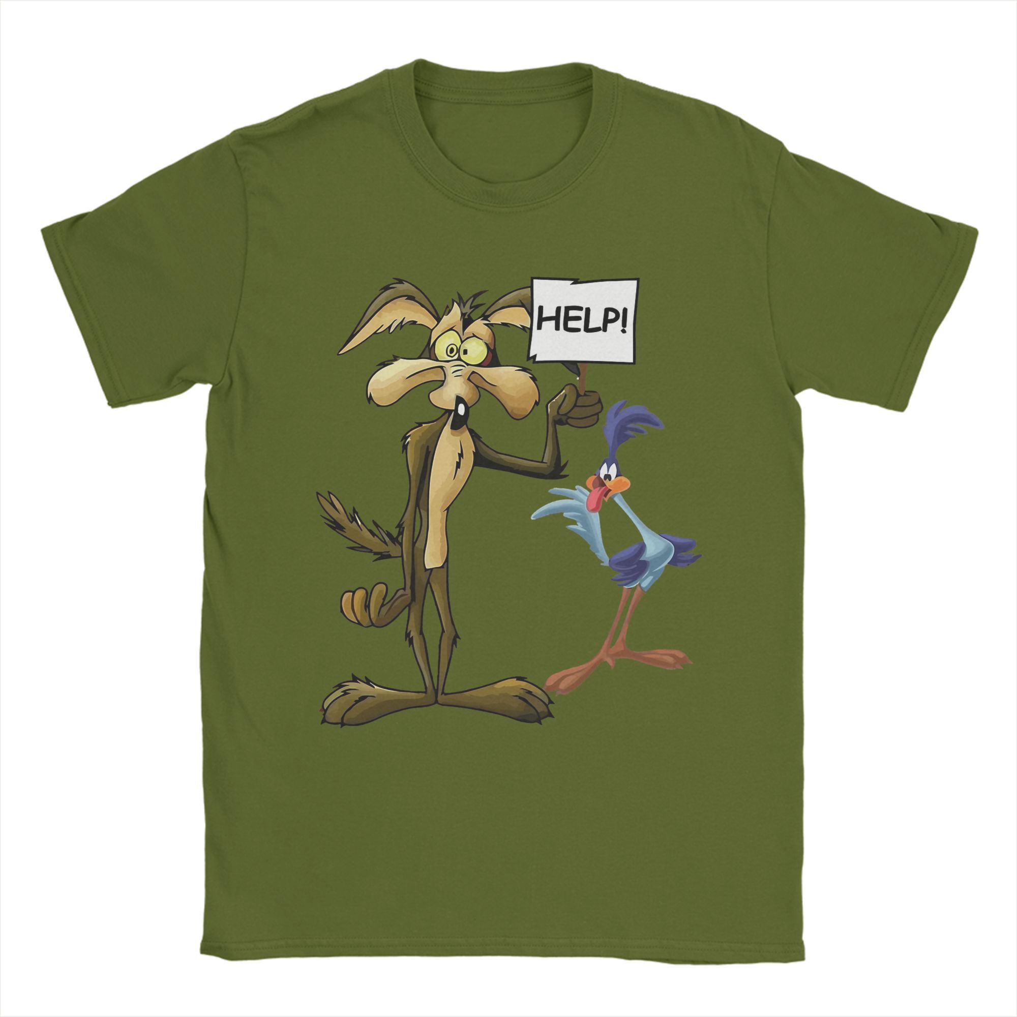 

Wile E. Coyote And The Road Runner T-Shirt Summer Harajuku T-Shirts Man Cotton O Neck Plus Size 5XL Tees Short Sleeve 4XL