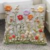 Funda de almohada de floración rica con adorno de flor tridimensional Funda de almohada Decoración de sofá para el hogar Funda de cojín Almohada de mesita de noche