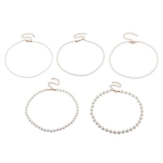 1/5 Pcs Necklace Elegant Fine Workmanship Jewelry Faux Round Pearl Chocker for Daily Use