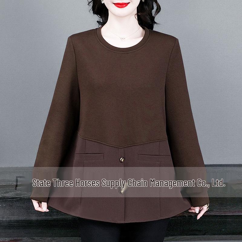 

Свитшот с круглым вырезом большого размера для весны/лета - Повседневная мода для женщин среднего возраста. 2XL (Recommended 140-160 lbs)