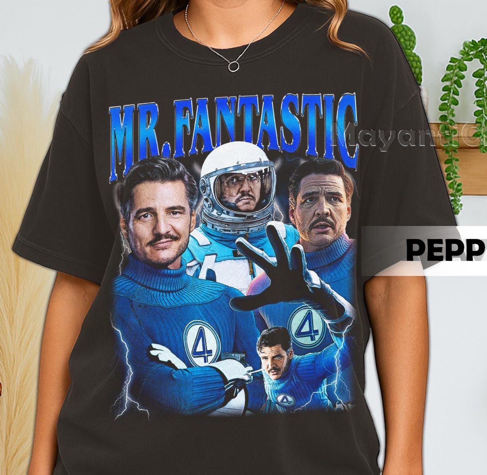 Retro 90 s Comfort Colors Mister Fantastic T-Shirt, Fantastic Four First Steps Pedro Pascal Bootleg Fan Tee T-Shirt, Gift For Women and Man L