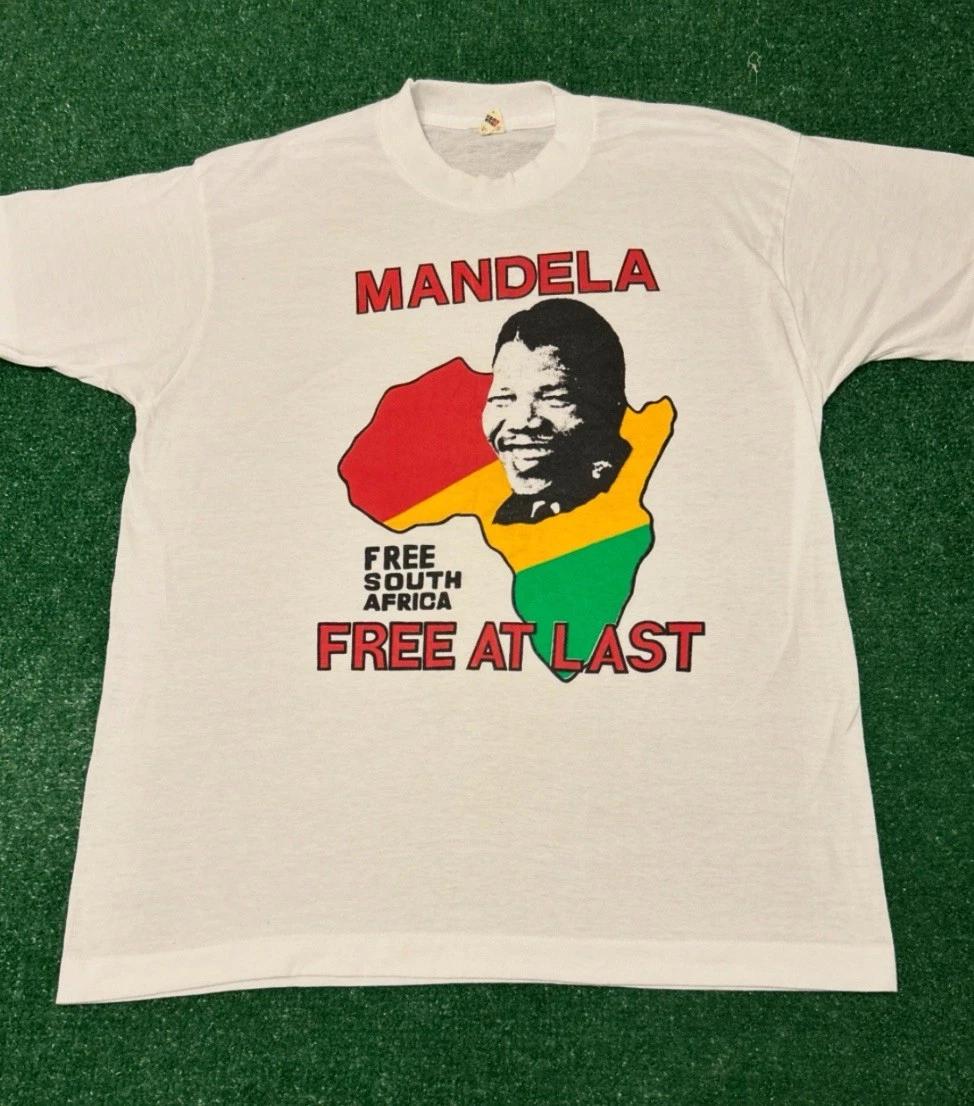 

Vintage 90s Nelson Mandela Free At Last VTG Shirt XL Black History Rap Hip Hop XL