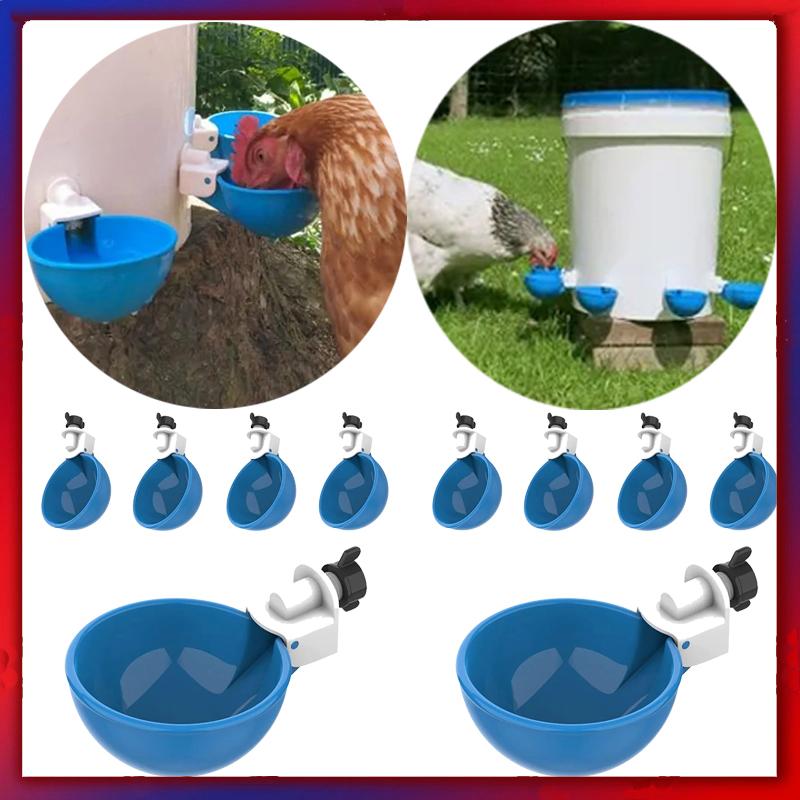 5Pcs Automatic Chicken Duck Drinking Cup Drinker Chicken Feeder Plastic Poultry Farm Water Drinking Cups Kit Easy Installatio