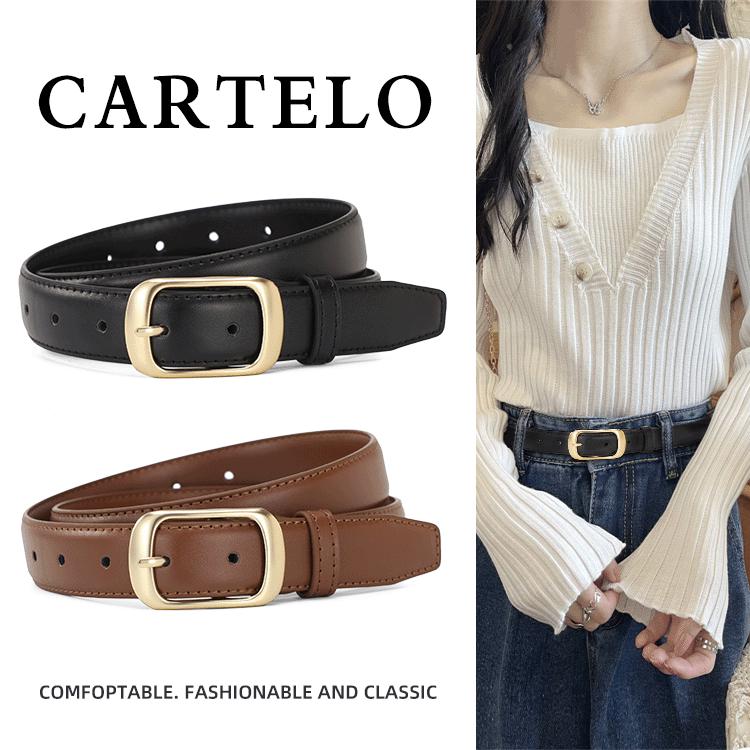 Women s Fashionable Black Leather Cowhide Belt Style Two Brown [Width 2.8CM]