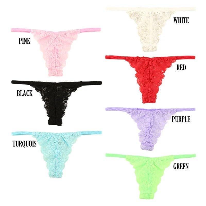 La-Pomme Women's Low-Rise Lace Thong Sheer Stretch G-String Sexy Elegant T-Back Panties Made In Japan
