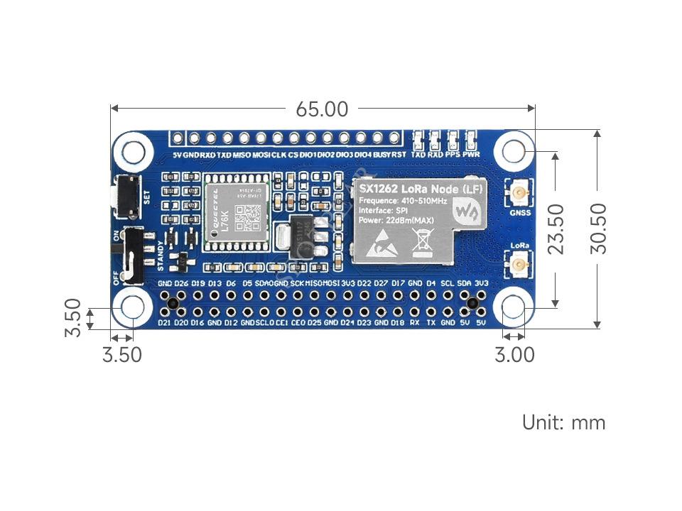 Raspberry Pi SX1262 RF LoRaWAN/GNSS Sub-GHz Erweiterungsmodul