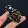 Ammonite Fossil 999 Copper Wire Wrapped Pendant, Handmade Gemstone Jewelry Pendant For Memorial Day