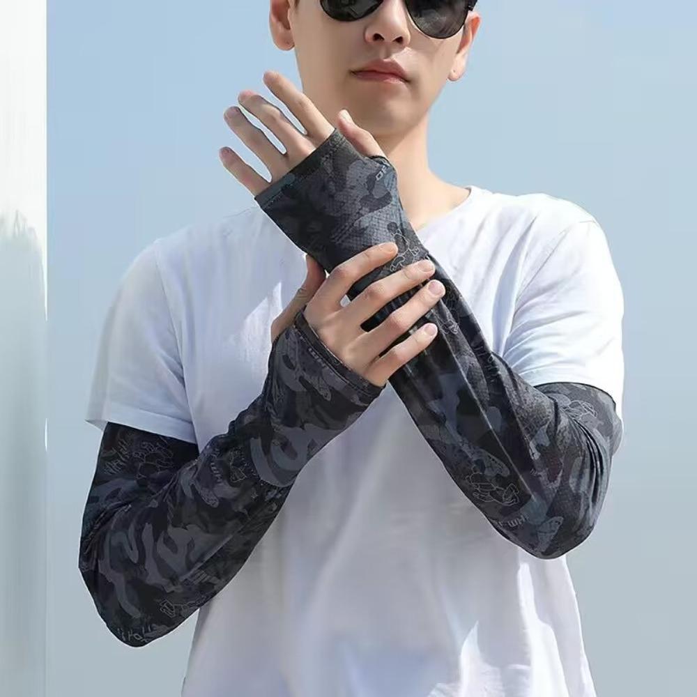 

High Elastic Sunscreen Arm Sleeves Fingerless Washable Cooling Sleeves Breathable UV Protection Sun Protection Driving Sleeves