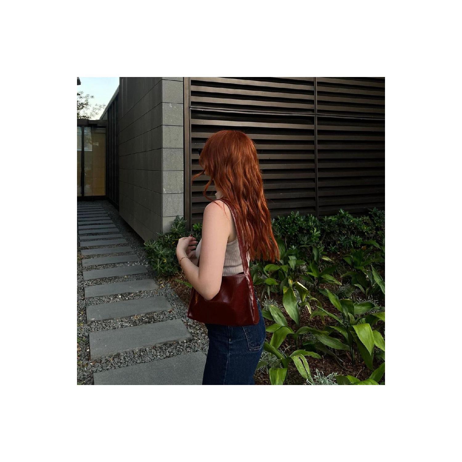 

Shiny Claret Red Medium Size Patent Leather Women s Shoulder Bag