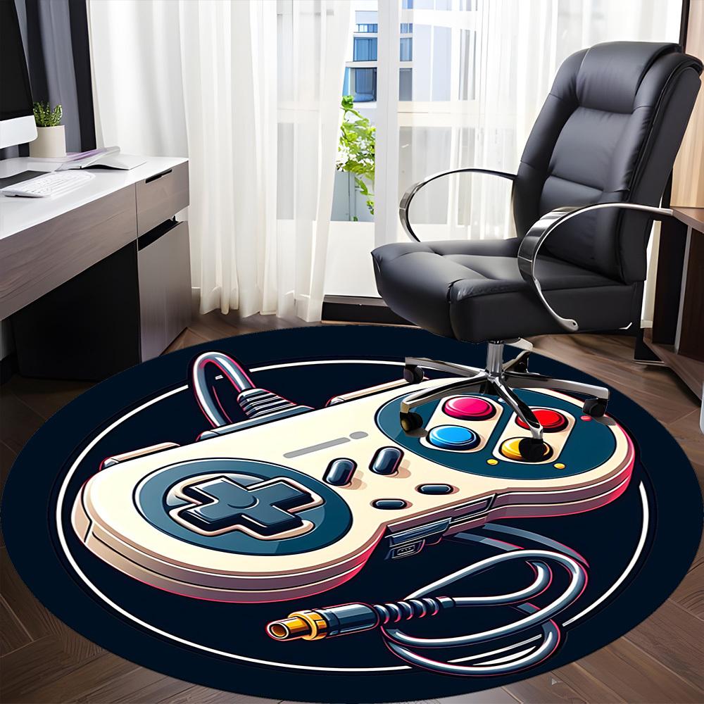 1pc Gamepad Controller Office Round Area Rug, Under Office Chairs Bedroom Living Room Home Decor, Room Deco, Available in Various Sizes