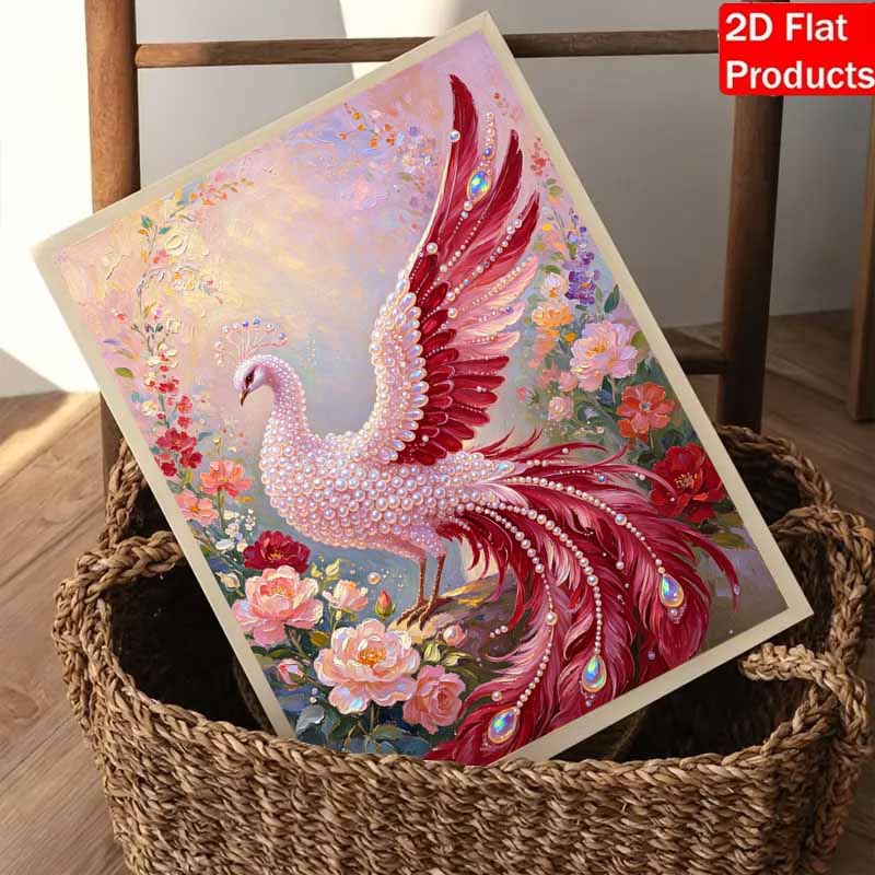 5D Pearl Kit Phoenix Bird Design DIY Enamel Ornaments for Home Wall Decoration Stress Relief Handmade Gift Frameless