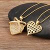 Nidin Hot Sale Heart Shape Inlaid Shiny Crystal Zircon Pendant Necklace 3 Styles For Women Female Wedding Party Jewelry Gifts