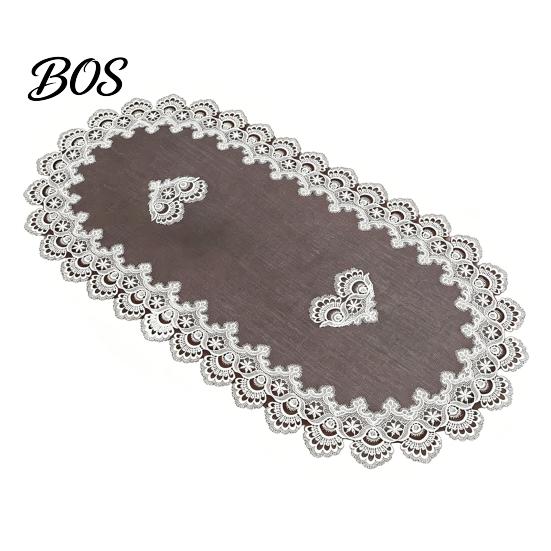 Schutz Tischläufer Oval Spitze Läufer, Vintage Deckchen, Retro Flexible Textur Blumiges Platzset für Kaffee Esszimmer Dekor Transparentes Netz