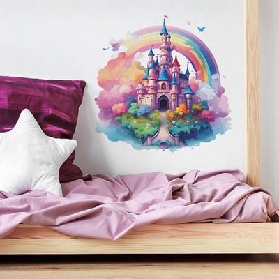 Nálepky na zeď Dream Castle pro dívky Dětský pokoj Barevné duhové samolepky na stěnu Dětská ložnice Dekorace do ložnice