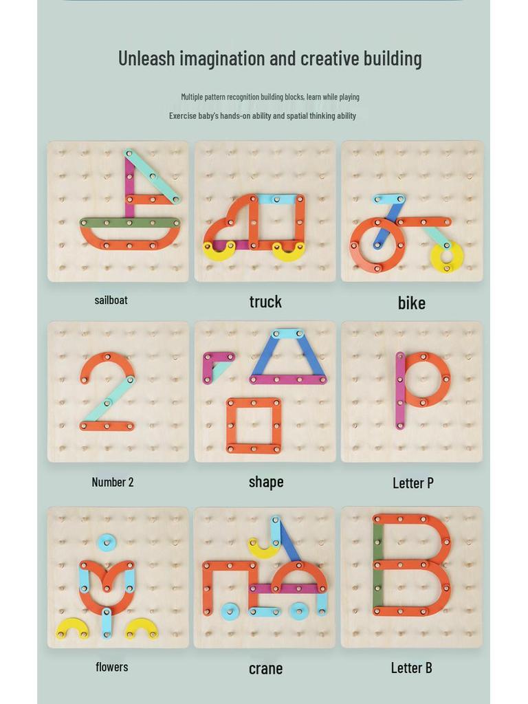Montessori Shape-Changing Pegboard Puzzle for Kids