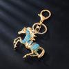 Wealth Horse Car Keyring Rhinestones-Encrusted 3D Zodiac Horse Design Key Chain Metal Charm Bags Keyring