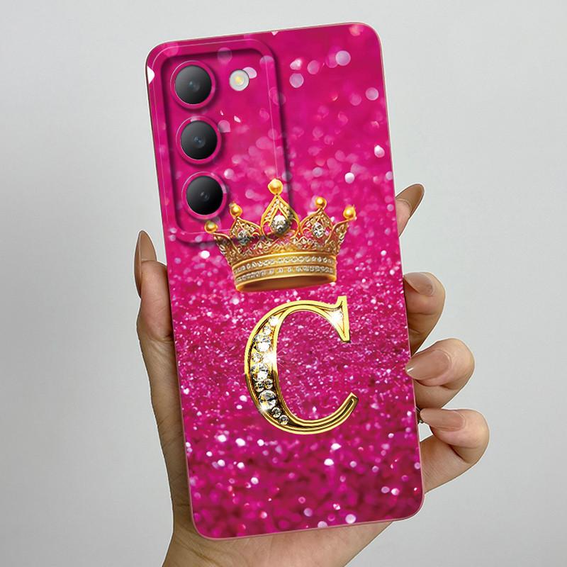 For Vivo V30 Lite 4G Case Crown Letter Soft Silicone Phone Case For Vivo V30 SE V40 SE Cover On Vivo Y100 T3 5G Shockproof Funda