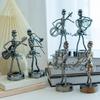 Metal Musician Guitar Player Statue Musical Instrument Little Iron Art Collectible Figurine Cafe Home Office Book Shelf Decor
