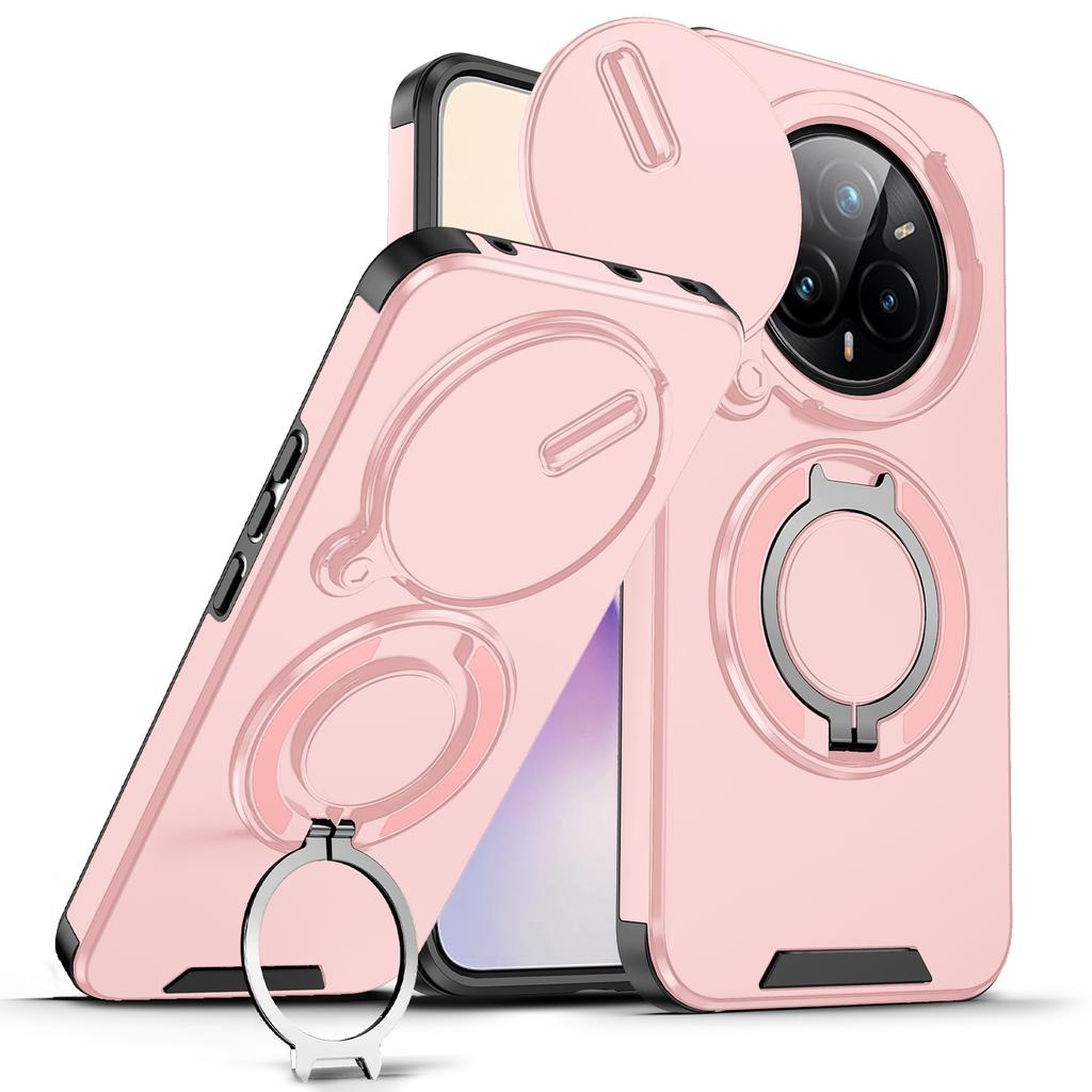 Magnetic Ring Stand Phone Case For Realme 14 Pro Plus 5G Slide Camera Lens Protection TPU Frame Hard Plastic Back Cover Fundas