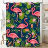 Tropical Floral Shower Curtain with Pink Flamingos Bath Decor Waterproof Fabric Customize Size Available for Bathroom Accessorie