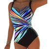 Plus Size Colorful Striped One-piece Swimsuit - Sexy, Slimming & Conservative